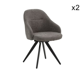 Set 2 Sedie Girevoli Per Sala Da Pranzo Lounge In PVC Crema E Gambe A Tromba In Metallo Cromato 100001695 84057314