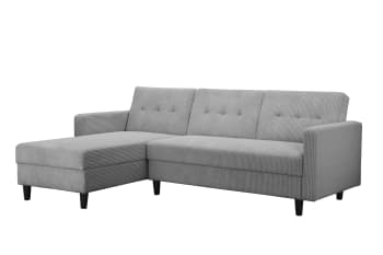 Divano fisso con penisola Nami, Sof ad angolo con penisola contenitore Destra, Braccioli standard, 100% Made in Italy, Cm 280x95h90, Blu | Leroy Merlin