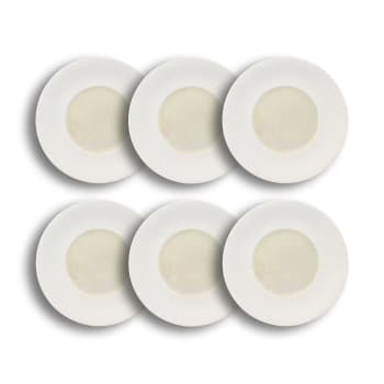 Set 6 Assiettes Plates Wilmax 18 Cm Porcelaine Blanche Motif Relief - Lave-vaisselle