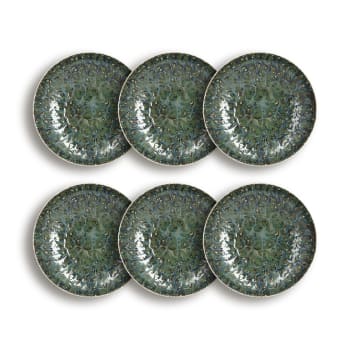 Lot De 6 Assiettes Creuses En Grès Bleu - Sibo - Neuves