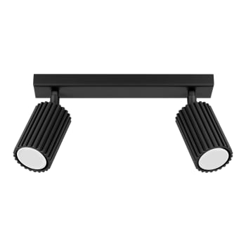 Planetitaly Plafoniera Rettangolare 16W Con 2 Faretti GU10 Orientabili, Alluminio Nero, Senza Lampade - 3