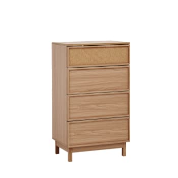 Cassettiera da camera in legno di mango naturale e metallo colore oro cm 45x35x104h in Italia
