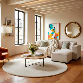 Sofá Esquinero De 3 Plazas Con Chaise Longue - Algodón Y Lino, Almacenamiento Oculto, Portavasos, 175x129x90 Cm, Ideal Para Salón