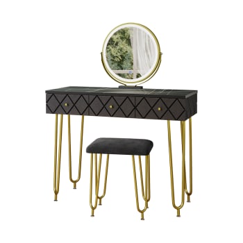 Coiffeuse noire avec pieds dorés 110x40 cm Veldio | Maisons du Monde