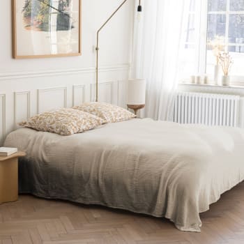 Couvre-lit Piqué Gaufré Nottoc 100% Coton - Réversible, 220x240 Cm, Blanc, Pour Canapé Ou Lit