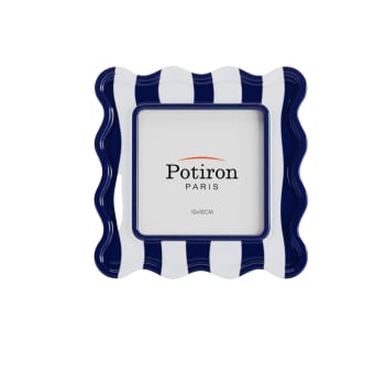 Cadre Photo Ovale En Céramique Italienne – Décor Peint Main Bleu – Artisanat – 18,5 Cm