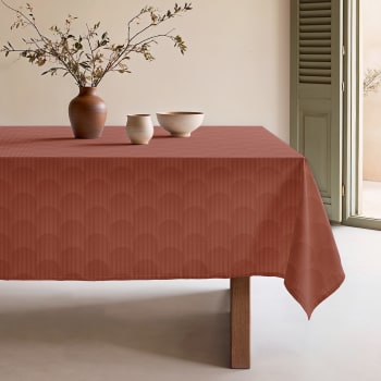 Amara terracota - Tovaglia stampata antimacchia, non stirabile terracotta 155x200 cm