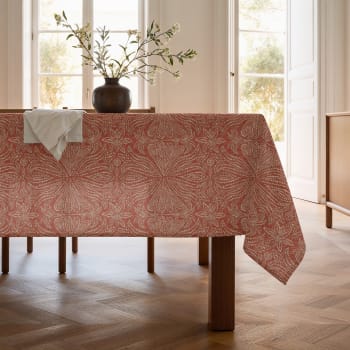 Nikol terracota - Tovaglia in 100% cotone con stampa antimacchia terracotta 155x200 cm