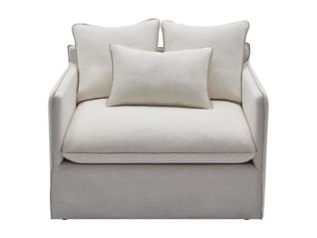 Maslino - Fauteuil droit lin beige, blanc