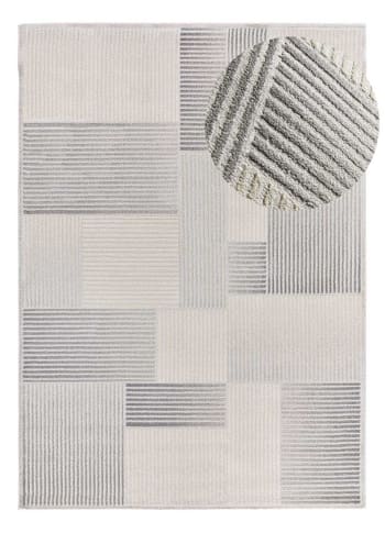 Baresa - Tappeto in rilievo geometrico grigio/crema 200x290 cm