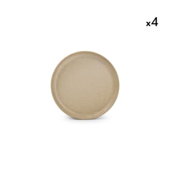 Lot De 4 Assiettes Plates Tefal Vintage 24 Cm - Années 70 - Couleurs Beige Et Orange