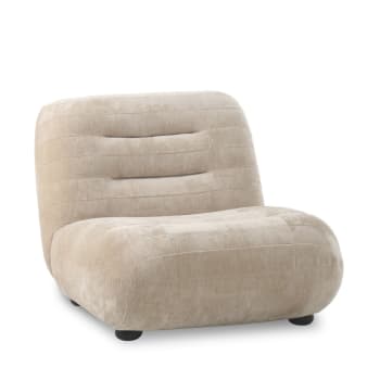 Wyatt - Fauteuil en velours et bois - Beige