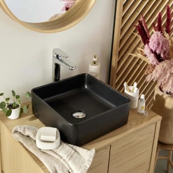 Vasque à Poser Carrée MIA 37cm Noir - Céramique Moderne Pour Salle De Bain Design