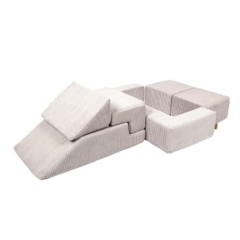 Mobili Bambini Modulari Divano Modulare Bambini Olasme - 10 Pezzi In Schiuma, Bianco/nero
