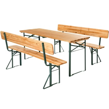 Franz ii - Ensemble de table et bancs avec dossiers amovibles 3 pièces pliables