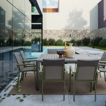 Table De Jardin Ronde Oviala Palavas - Acier Anthracite 120x72cm - Résistante Aux Intempéries