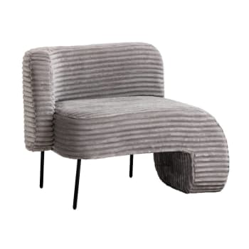 Soléa - Fauteuil en velours gris 95 cm