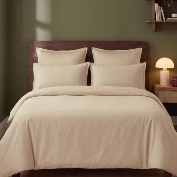 Housse De Couette 100% Coton Opale - Taie Carrée Incluse - Taille 140x200 Cm - Qualité 57 Fils/cm² - 3