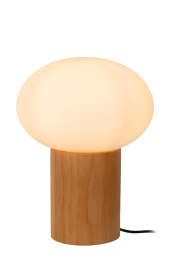 Lampe De Bureau Ministère - Laiton, Bois, Verre Opalin Bleu - Arterameferro - Fabriquée En Italie