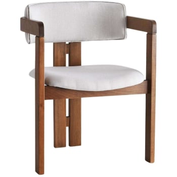 Lot de 2 chaises arrondies en chêne massif et tissu bouclette Cléa ...