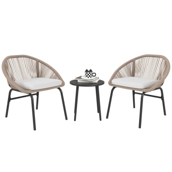 Outsunny Ensemble de Jardin 3 pièces, Salon de Jardin, 2 fauteuils 1