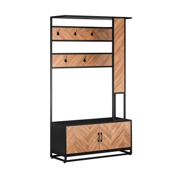 Meuble D'entrée 3 En 1 Avec Banc Et Portemanteau - Blanc Crème, Rangement Pratique