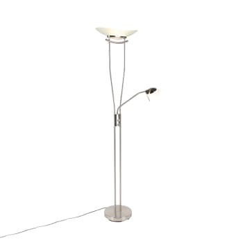 Qazqa empoli - LED Dimmerabile Lampada da terra con braccioo de lettura dimmer incluso Moderno - 1 luce - 320 mm - Acciaio - Moderno - Soggiorno I