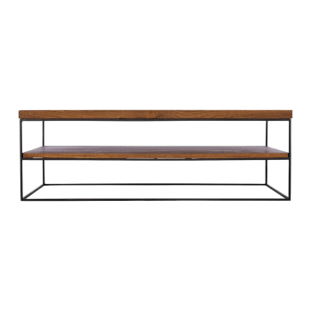 Table Basse En Bois Vintage Noir - Dimensions 120x60x45 Cm, Capacité 136 Kg, Avec Rangement - Style Industriel Moderne