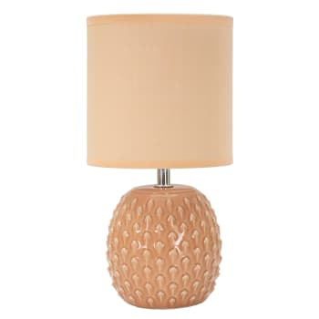 Lampada Da Tavolo In Ceramica Bianca Con Paralume, Serie Provenza, Stile Classico E Risparmio Energetico