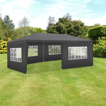 Tonnelle De Jardin 3x9m Avec Panneaux Latéraux - Imperméable Et Anti-UV - Idéale Pour Fêtes Et Réceptions - Anthracite