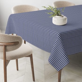 Campo - Mantel vichy pequeño marino teflonado confeccionado 260x140cm