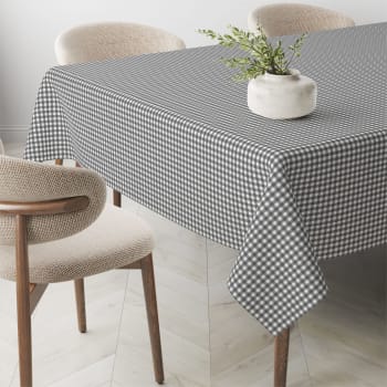 Campo - Mantel vichy pequeño gris oscuro teflonado confeccionado 220x140cm