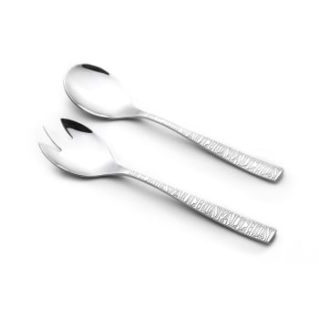 Couverts De Service Laguiole Figure Miroir - 2 Pièces Inox Brillant - Cuillère Et Fourchette 25,5 Cm - 6
