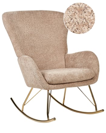Fauteuil à Bascule Enfant Bouclé Beige Clair - Siège Avec Pieds En Bois