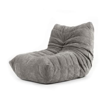 Enzo - Pouf chauffeuse en tissu chenille garni de mousse extensible gris