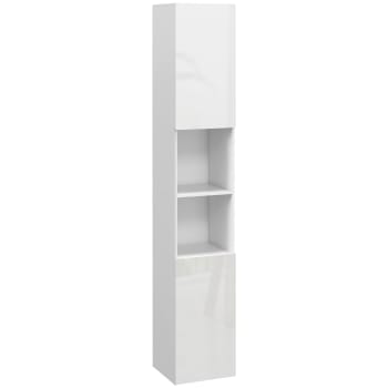 Armoire Salle De Bain Blanche 60x30x80 Cm - 2 étagères Réglables - Portes à Panneaux - En MDF