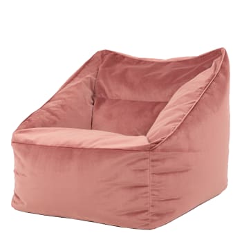 Natalia - Pouf fauteuil velours rose aube