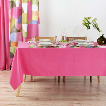 Nappe 100% Lin Jardins De France - Ecru Et Bordeaux - Fabrication Française - Neuve
