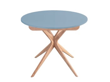 Runder Ausziehbarer Esstisch 90cm Jubi - Nussbaum Holz Säulenfuß