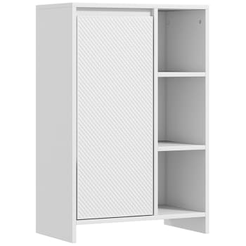 Meuble Salle De Bain HOMCOM Chêne - Armoire Rangement Avec Tiroir, Placard 2 Portes Et Étagère Réglable, Style Industriel