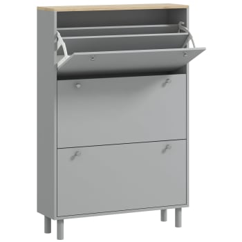 Meuble à Chaussures HOMCOM Avec 2 Portes Et 3 étagères Réglables - Blanc, 72x31.5x95 Cm, Pour 15-20 Paires (jusqu'à Taille 43)