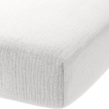 Drap Housse Coton 140x190cm Blanc - 100% Coton Qualité, Lavable Machine - Parure Lit FFF