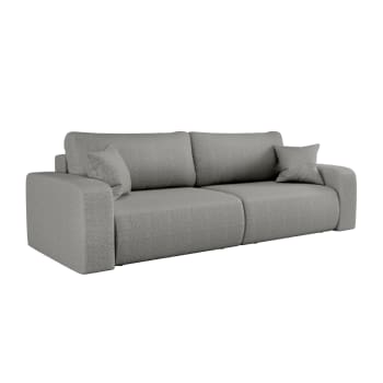 Rudolf - Canapé 3p modulable en tissu bouclette avec dossier avance-recule - Gris perle