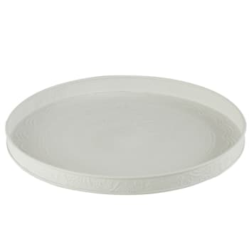 Plateau Rond Métal Embossé Noir JOLIPA – Déco Maison