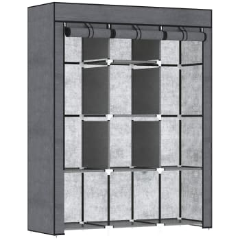 Armadio Guardaroba Portatile HOMCOM Con 4 Ripiani E 2 Appendini - Grigio 118x49x170 Cm - Foto 2