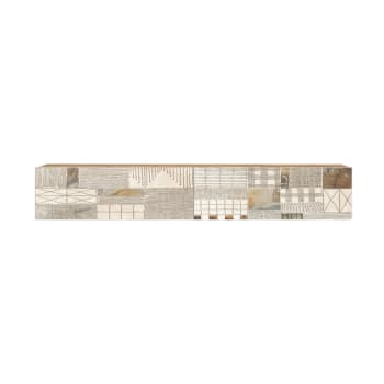Credenza scanalate effetto legno a 2 ante, 83.5cm, Marrone naturale