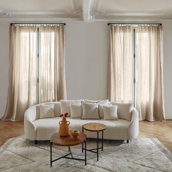 Store Bateau Madura Carlina - Lin Lavé Blanc 50x220cm - Décoration Salon Ou Chambre - Fixation Incluse