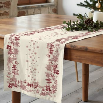 Runner lungo in cotone rosso con rouches – Mani di Fata