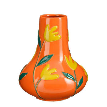 Vaso In Vetro Arancione Borosilicato Per Decorazione Moderna – Piccolo Vaso Per Fiori, Scrivania O Libreria (Altezza 20 Cm)
