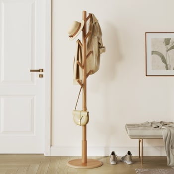 Porte Manteau Sur Pieds Bois Massif, Portant à Vêtements Polyvalent